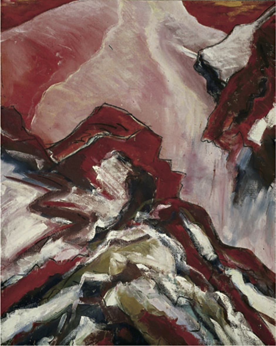 Bernd Zimmer | Roter Stein (Aufstieg), 1983 | Dispersion, Öl/ Leinwand | 200 x 160 cm |WVZ 373
