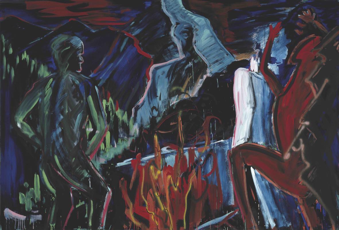 Versuchung im Wald II, 1981 | Dispersion, Öl/ Leinwand | 205 x 300 cm | WVZ 229