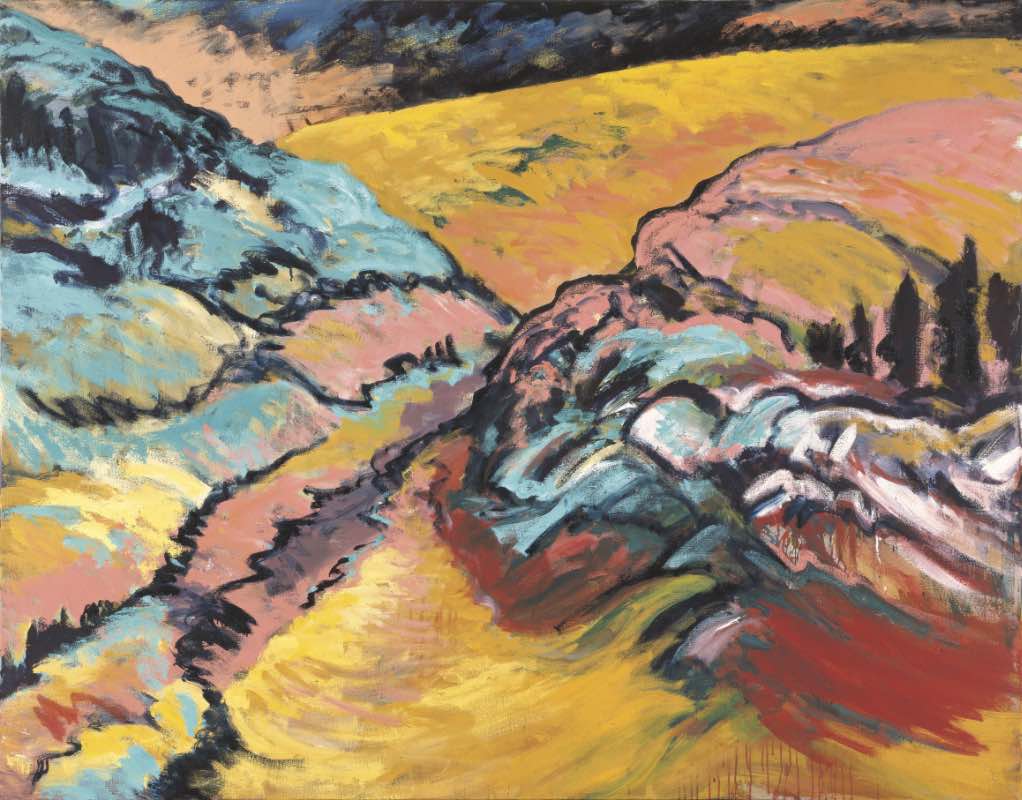 Winterliche Voralpenlandschaft, 1985/86 | Öl/Leinwand | 180 × 230 cm | WVZ 525