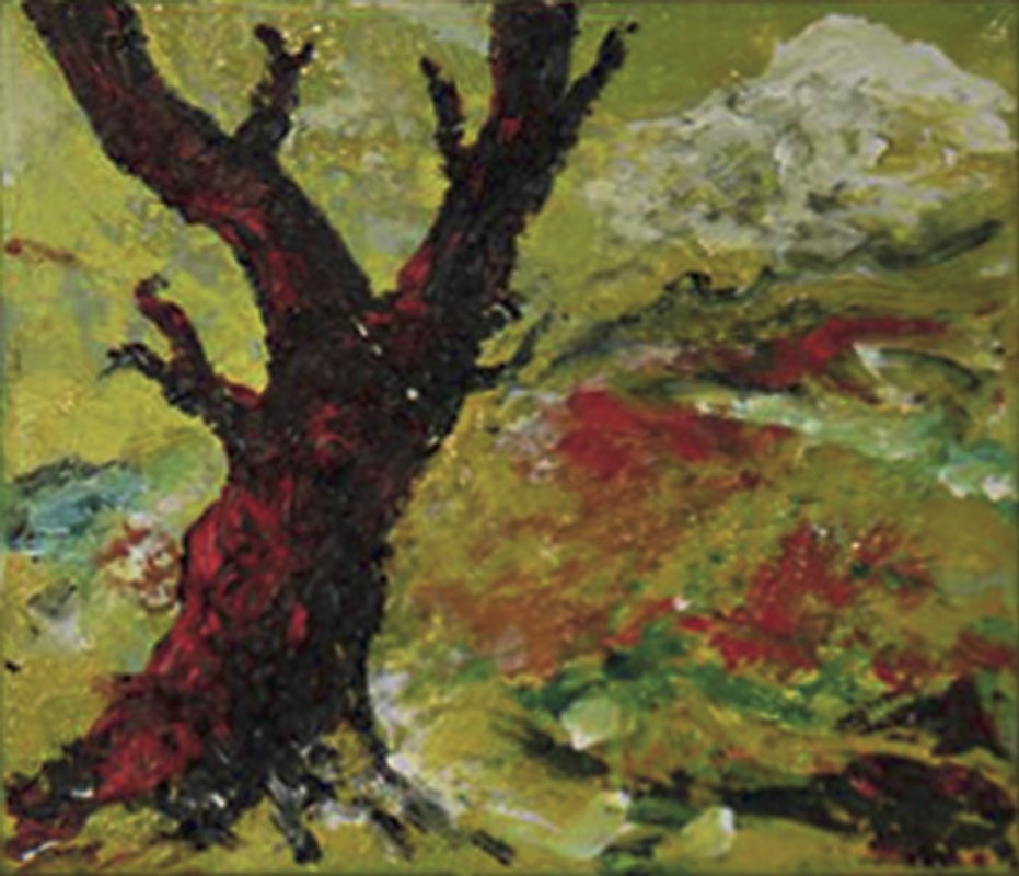Baum, 1985/86 | Öl/Leinwand | 26 × 30 cm | WVZ 539