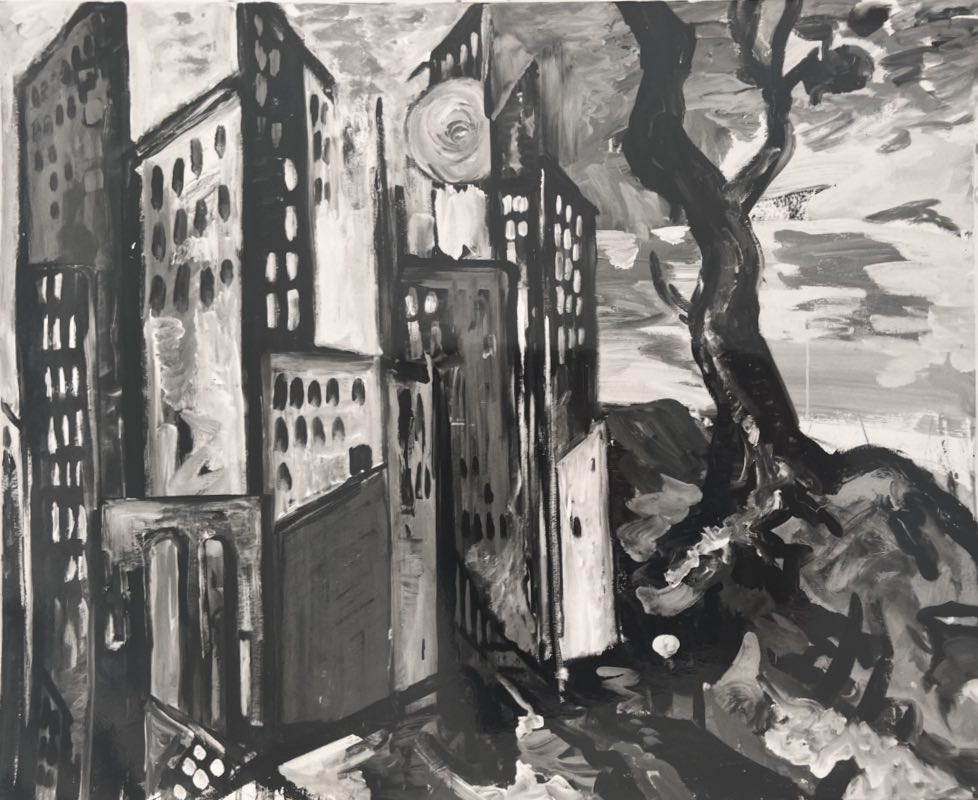 Stadt am Meer, 1984 | Dispersion, Öl/Leinwand | 90 × 120 cm | WVZ 465N