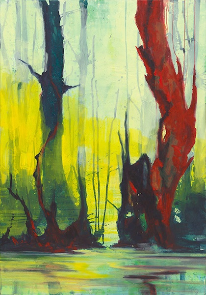 Reflexion über See im Licht II. Roter Baum, 2022 | Acryl/ Leinwand | 200 x 140 cm |WVZ 2859N2 
